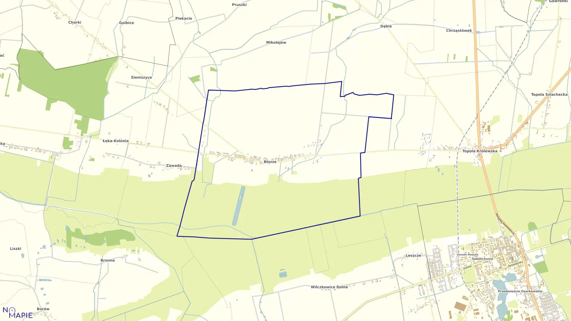 Mapa obrębu BŁONIE w gminie Łęczyca
