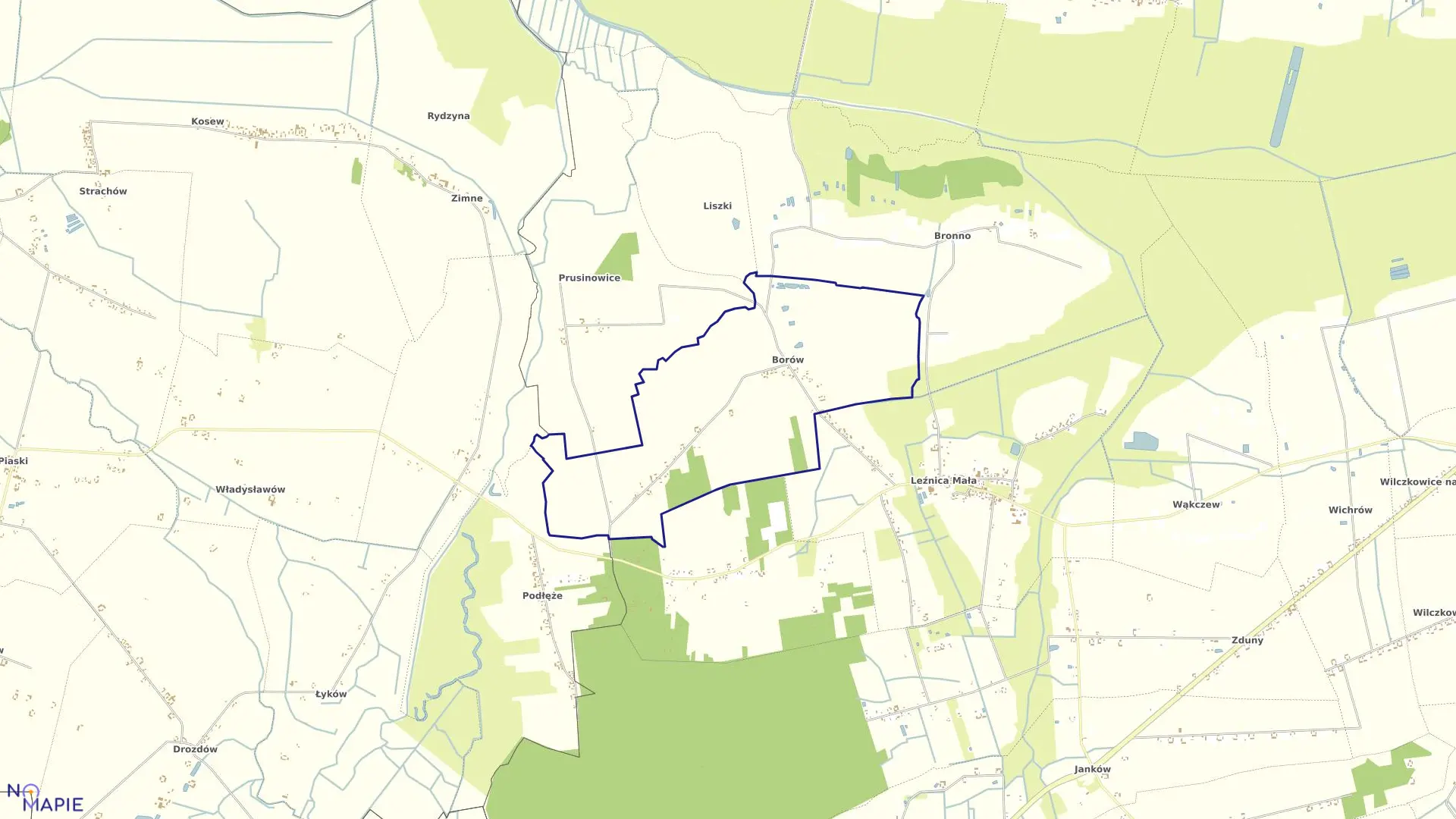 Mapa obrębu BORÓW w gminie Łęczyca