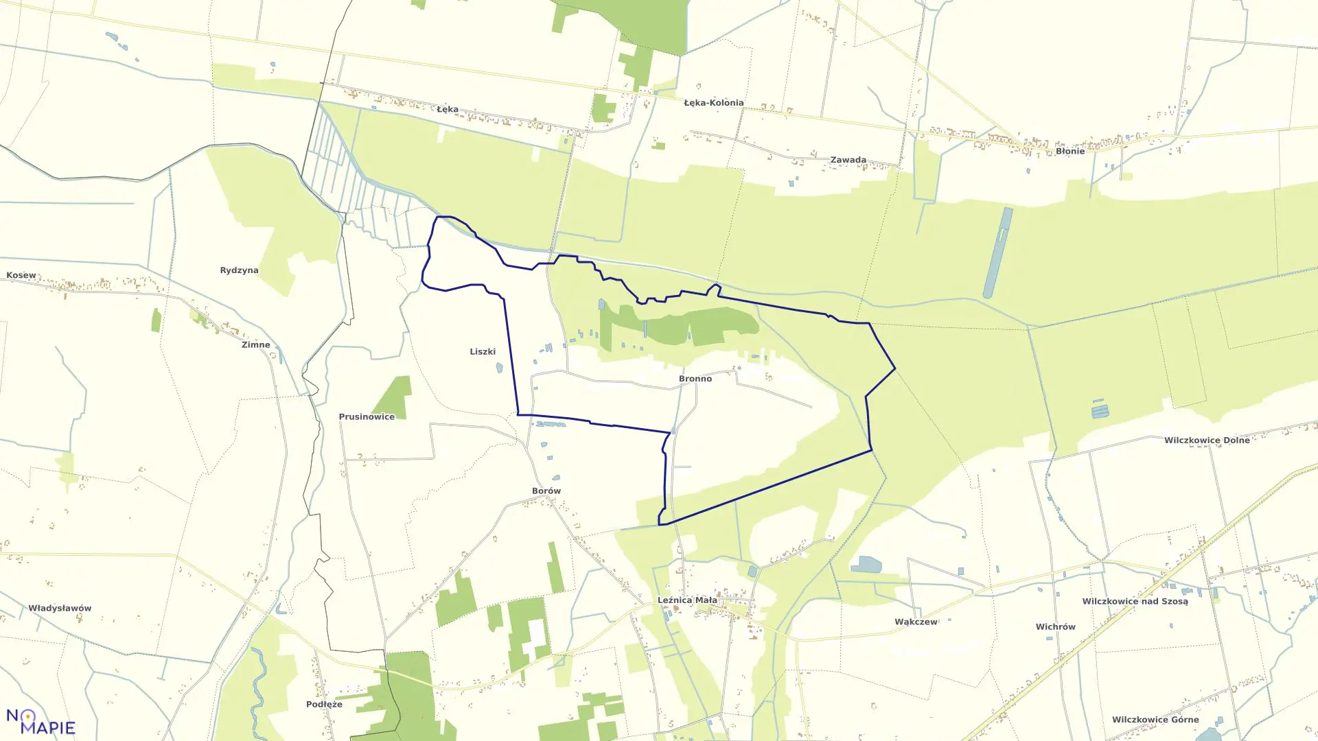 Mapa obrębu BRONNO w gminie Łęczyca