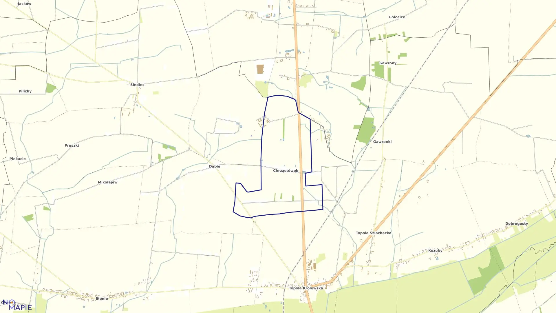 Mapa obrębu CHRZĄSTÓWEK w gminie Łęczyca