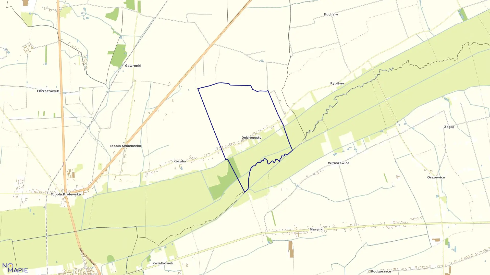 Mapa obrębu DOBROGOSTY w gminie Łęczyca