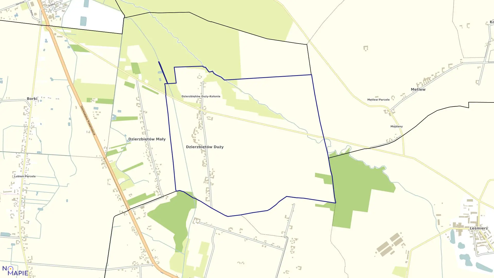 Mapa obrębu DZIERZBIĘTÓW DUŻY w gminie Łęczyca